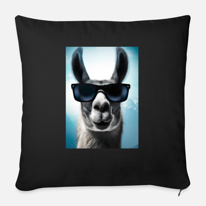 Lama mit Sonnenbrille - Sofakissen mit Füllung 45 x 45 cm - Schwarz