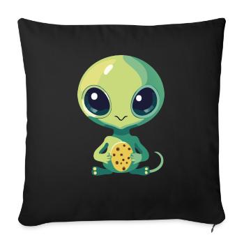 Alien with biscuit - Sofa pillow with filling 45cm x 45cm - black - Front