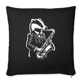 badger in suit playing the saxophone in the jazz b - Sofa pillow with filling 45cm x 45cm - black - Front