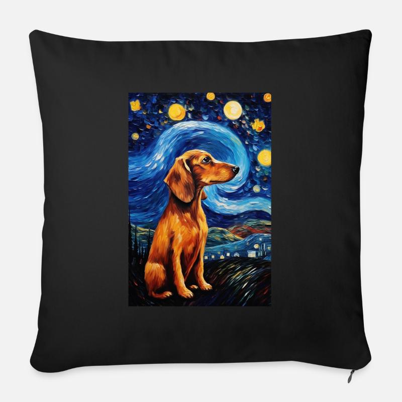Dackel Hund - Sofakissen mit Füllung 45 x 45 cm - Schwarz