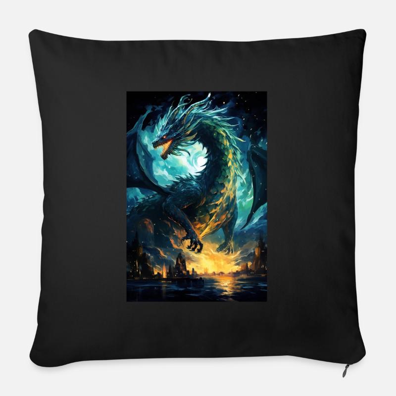 Drache - Sofakissen mit Füllung 45 x 45 cm - Schwarz