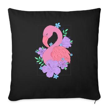 Flamingo Flower Flower - Coussin et housse de 45 x 45 cm - noir - Devant