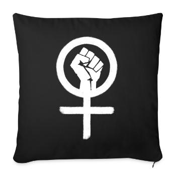 Feminist symbol | Femininity sign + fist - Sofa pillow with filling 45cm x 45cm - black - Front