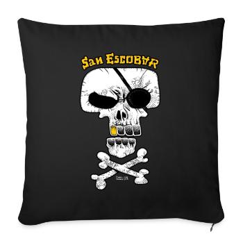 SAN ESCOBAR - Piratenflagge / Totenkopf - Sofakissen mit Füllung 45 x 45 cm - Schwarz - Vorne
