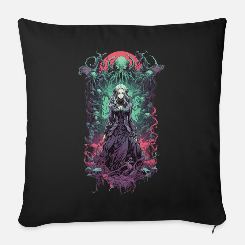Gothic Aesthetic Unterwelt Anime witchcraft Girl - Sofakissen mit Füllung 45 x 45 cm - Schwarz