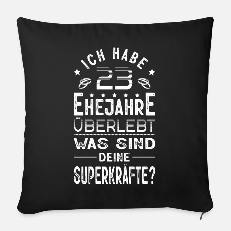Hochzeitsgeschenk 23 Jahre Ehe Hochzeitstag - Sofakissen mit Füllung 45 x 45 cm - Schwarz