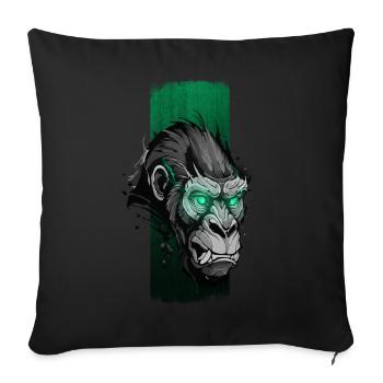 Verdant Vigilance: Green-Eyed Gorilla - Sofa pillow with filling 45cm x 45cm - black - Front
