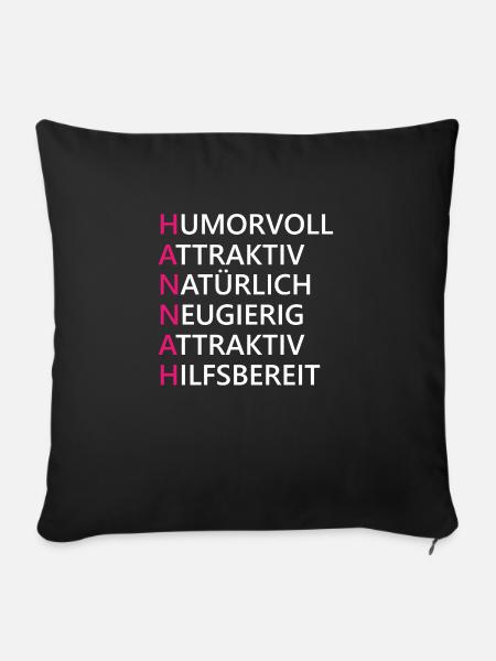Hannah Name Geschenk - Sofakissen mit Füllung 45 x 45 cm - Schwarz