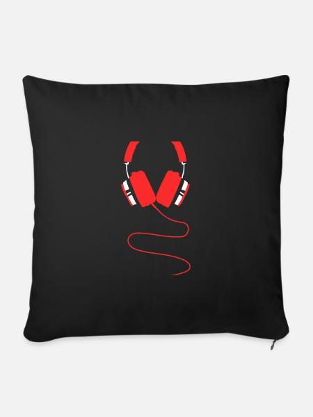 Headphones Deejay Design - Sofakissen mit Füllung 45 x 45 cm - Schwarz