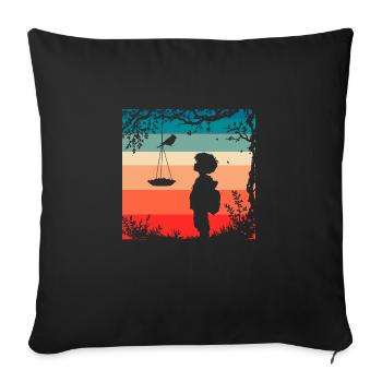 alimentation des oiseaux - Coussin et housse de 45 x 45 cm - noir - Devant