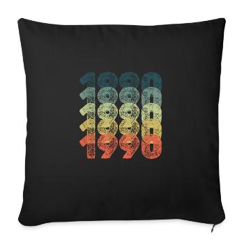 Year 1990 - Sofa pillow with filling 45cm x 45cm - black - Front