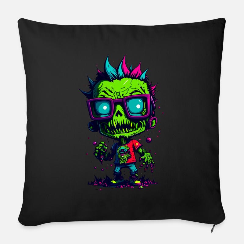 Bunter cooler Zombie - Sofakissen mit Füllung 45 x 45 cm - Schwarz