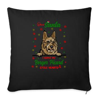 Berger Picard Hund Weihnachten Hunderasse - Sofakissen mit Füllung 45 x 45 cm - Schwarz - Vorne