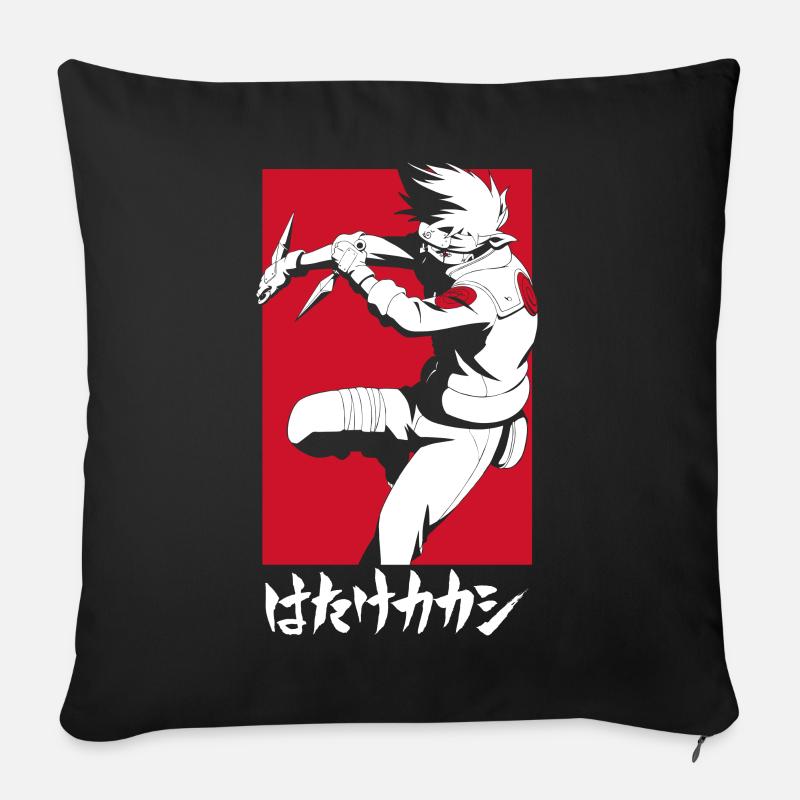 Naruto Shippuden Cool Kakashi Design - Coussin et housse de 45 x 45 cm - noir