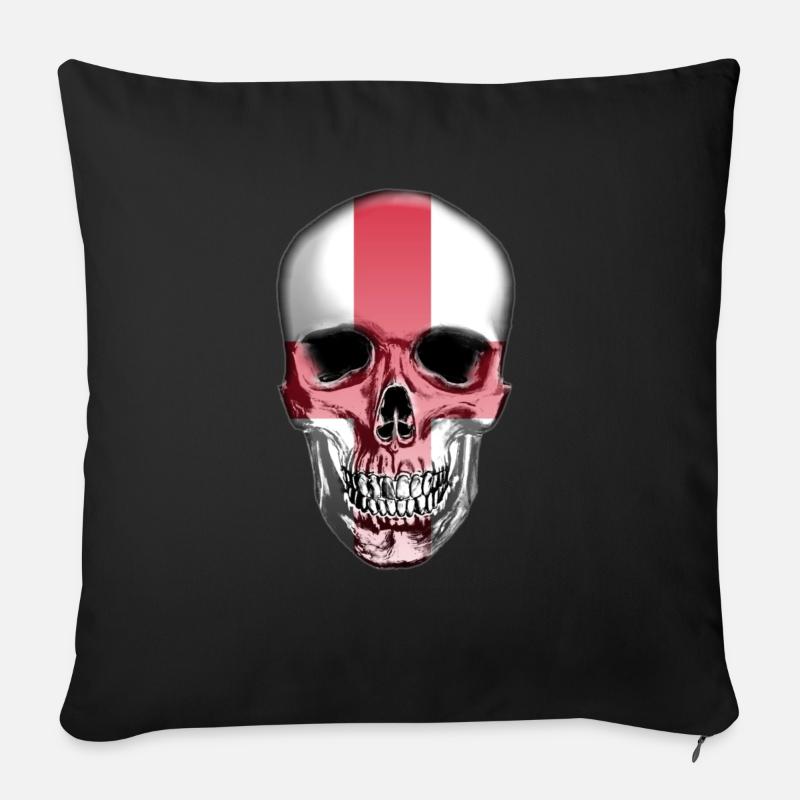 crâne anglais - Coussin et housse de 45 x 45 cm - noir