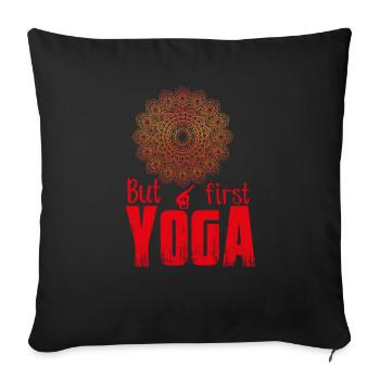 But first yoga - Coussin et housse de 45 x 45 cm - noir - Devant