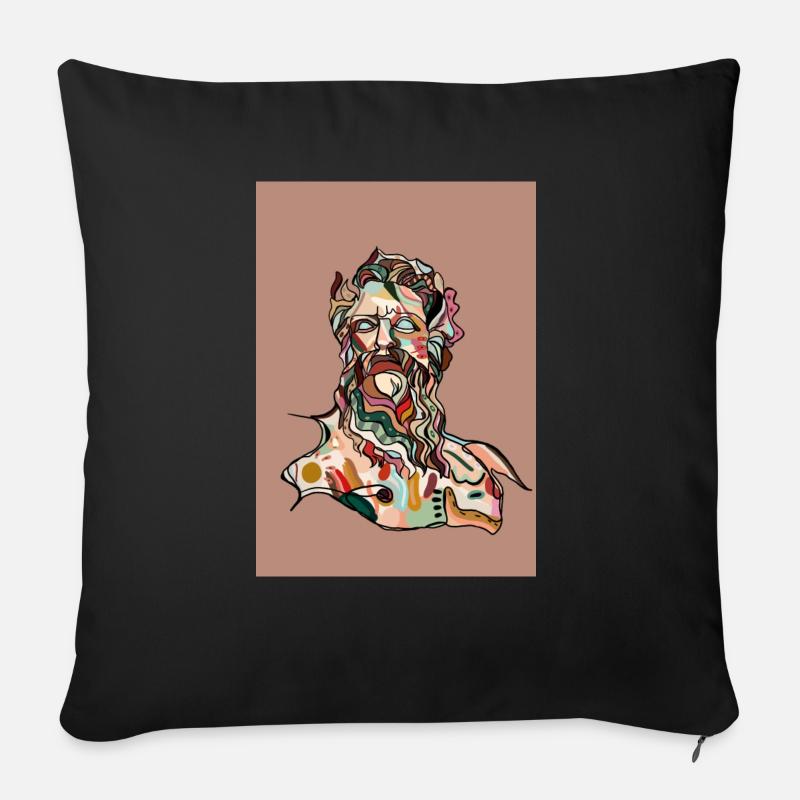 Zeus mit Hintergrund - Sofakissen mit Füllung 45 x 45 cm - Schwarz