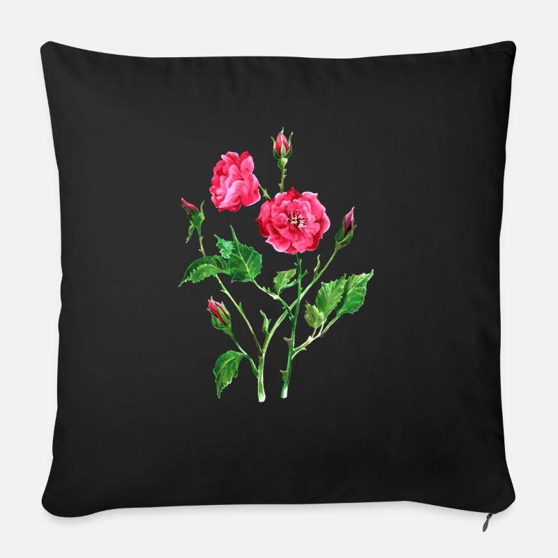 Blumen - Sofakissen mit Füllung 45 x 45 cm - Schwarz