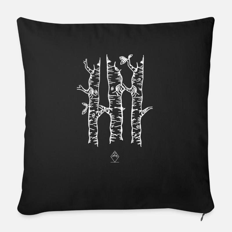 Bouleaux - Blanc - Coussin et housse de 45 x 45 cm - noir