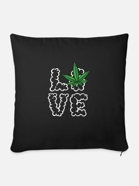 Liebe Cannabis - Sofakissen mit Füllung 45 x 45 cm - Schwarz