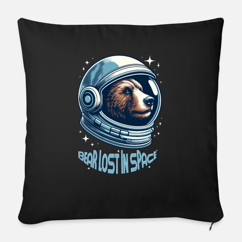 bear lost in space - Sofakissen mit Füllung 45 x 45 cm - Schwarz