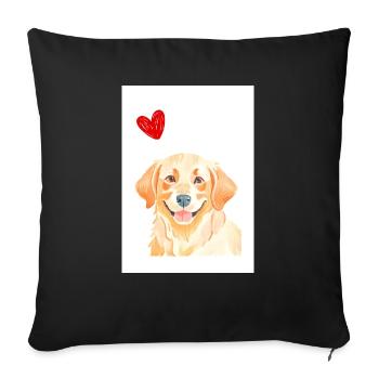 Golden Retriever avec cœur - Coussin et housse de 45 x 45 cm - noir - Devant