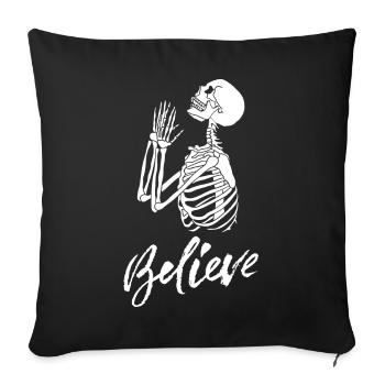 Croire - Squelette de prière - Coussin et housse de 45 x 45 cm - noir - Devant
