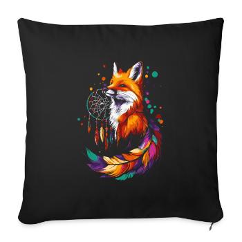 Fuchs mit Traumfänger - Sofakissen mit Füllung 45 x 45 cm - Schwarz - Vorne