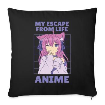 Anime my escape from life - Sofa pillow with filling 45cm x 45cm - black - Front