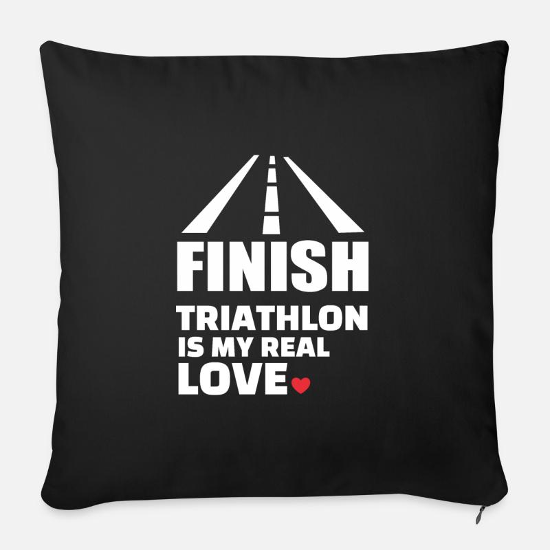 J’adore le triathlon - Coussin et housse de 45 x 45 cm - noir