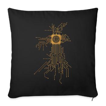Bitcoin BTC Platine Münze Crypto Blockchain Hodl - Sofakissen mit Füllung 45 x 45 cm - Schwarz - Vorne