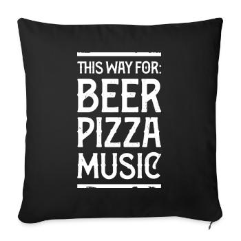 BPM = BEER PIZZA MUSIC - Sofa pillow with filling 45cm x 45cm - black - Front
