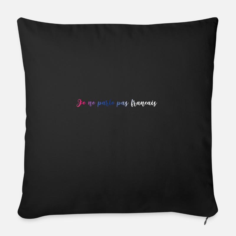 je ne parle pas francais, français, phrase, drapeau - Coussin et housse de 45 x 45 cm - noir