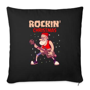 Cadeau de musique de groupe de guitare de Noël Rockin vacances - Coussin et housse de 45 x 45 cm - noir - Devant