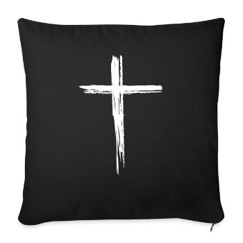 Cross Christian Faith Gift - Sofa pillow with filling 45cm x 45cm - black - Front