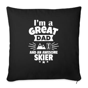 I'm a great dad and a strong skier - Sofa pillow with filling 45cm x 45cm - black - Front