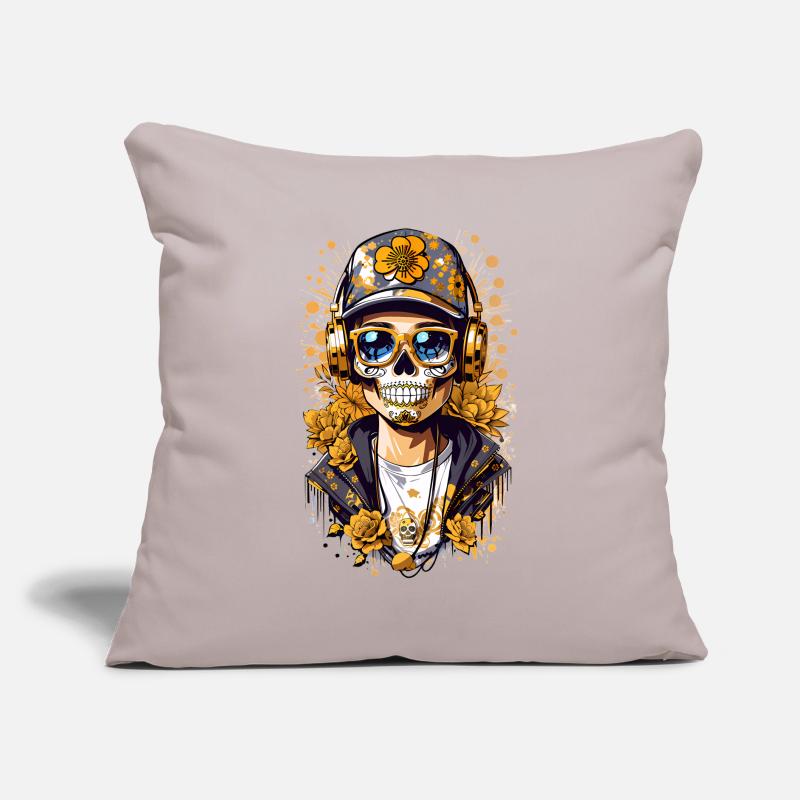 Teschio di zucchero d'oro Cuscino da divano 45 x 45 cm con riempimento