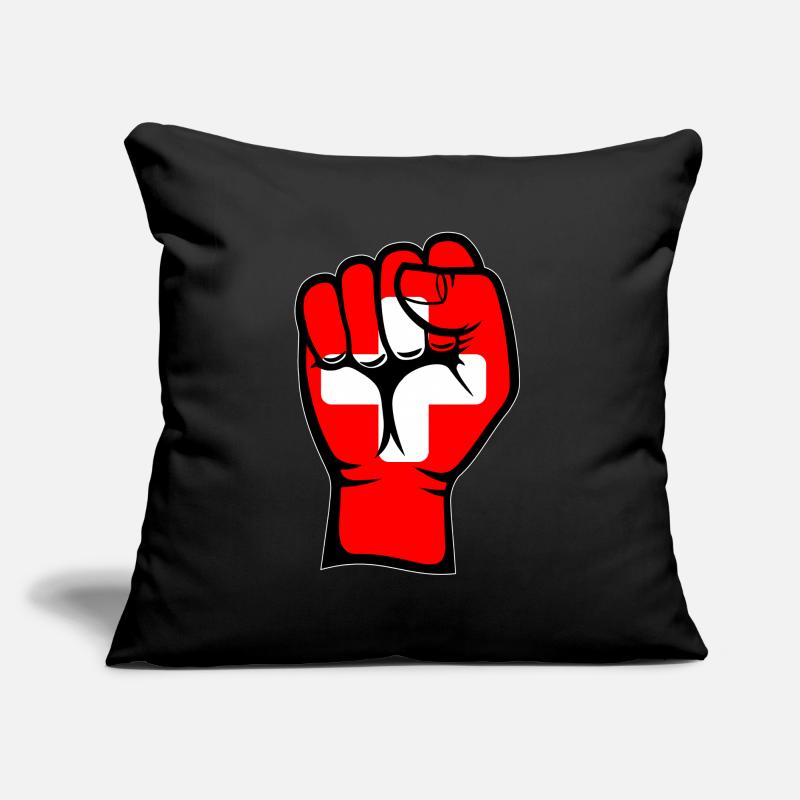 Symbole de la main du poing du drapeau suisse Coussin et housse de 45 x 45 cm