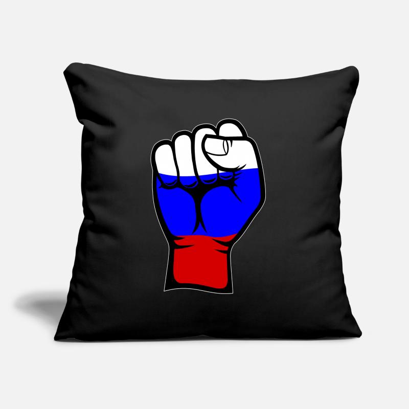 Drapeau de la Russie Symbole de la main du poing Coussin et housse de 45 x 45 cm