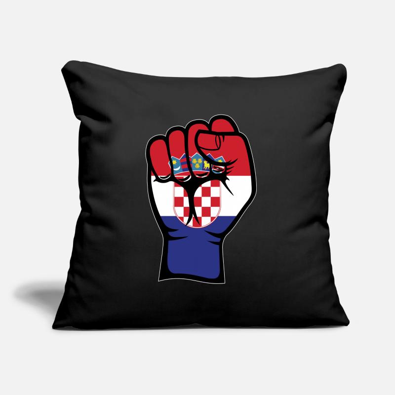 Drapeau de la Croatie Symbole de la main du poing Coussin et housse de 45 x 45 cm