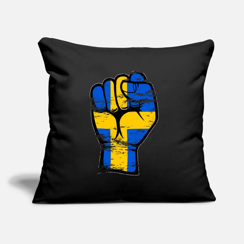 Icône de main de poing de drapeau de la Suède utilisée Coussin et housse de 45 x 45 cm