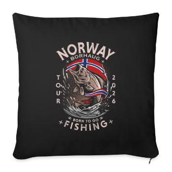 NORWAY FISHING - BORHAUG - 2026 - Sofakissen mit Füllung 45 x 45 cm - Schwarz - Vorne