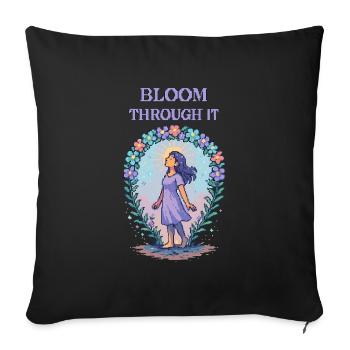 Bloom Through It – Resilience Pixel Art Tee - Sofa pillow with filling 45cm x 45cm - black - Front