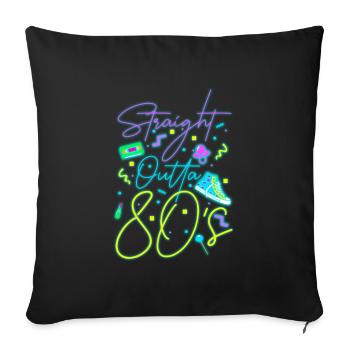 80s neon sign - Sofa pillow with filling 45cm x 45cm - black - Front
