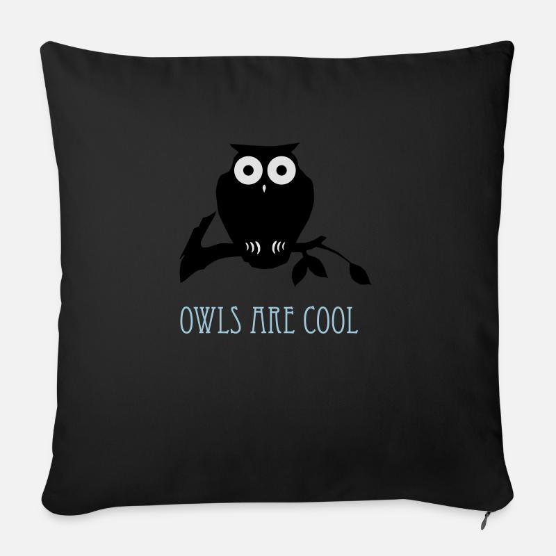 owls are cool - Sofa pillow with filling 45cm x 45cm - black