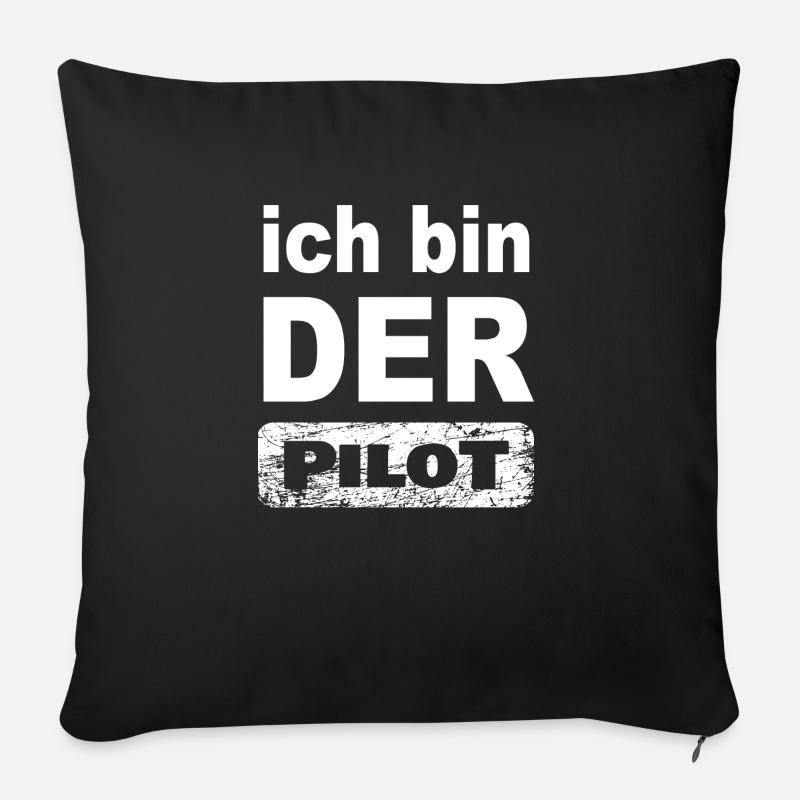 Ich bin Pilot - Sofakissen mit Füllung 45 x 45 cm - Schwarz