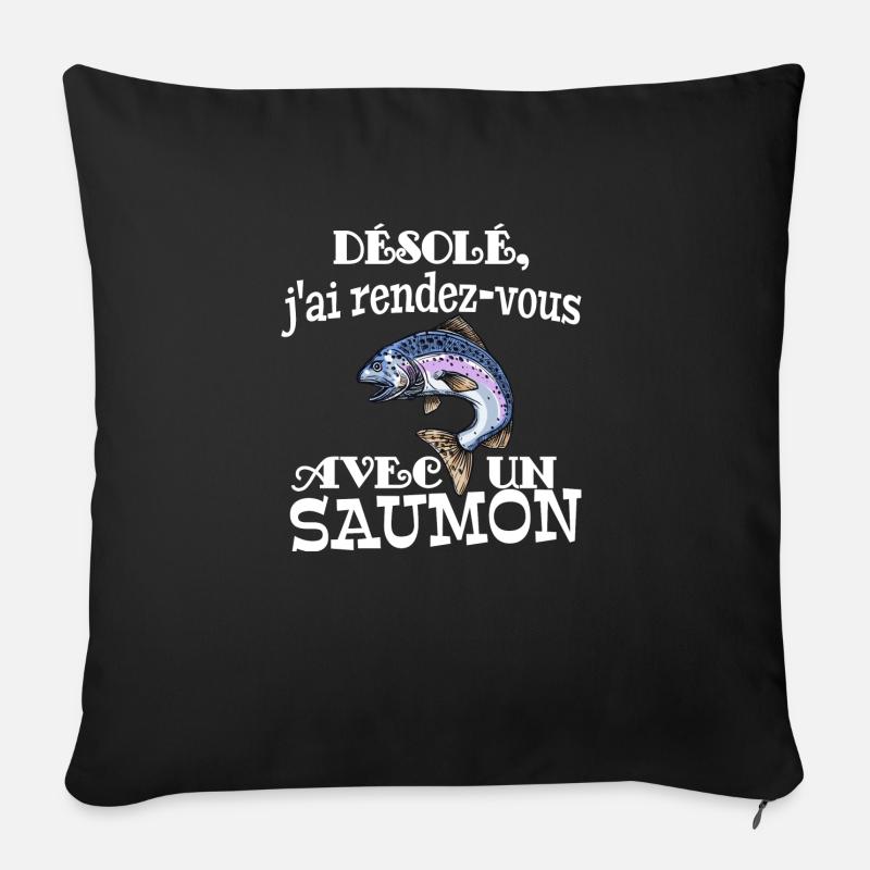 j'ai rendez vous avec un saumon - Coussin et housse de 45 x 45 cm - noir