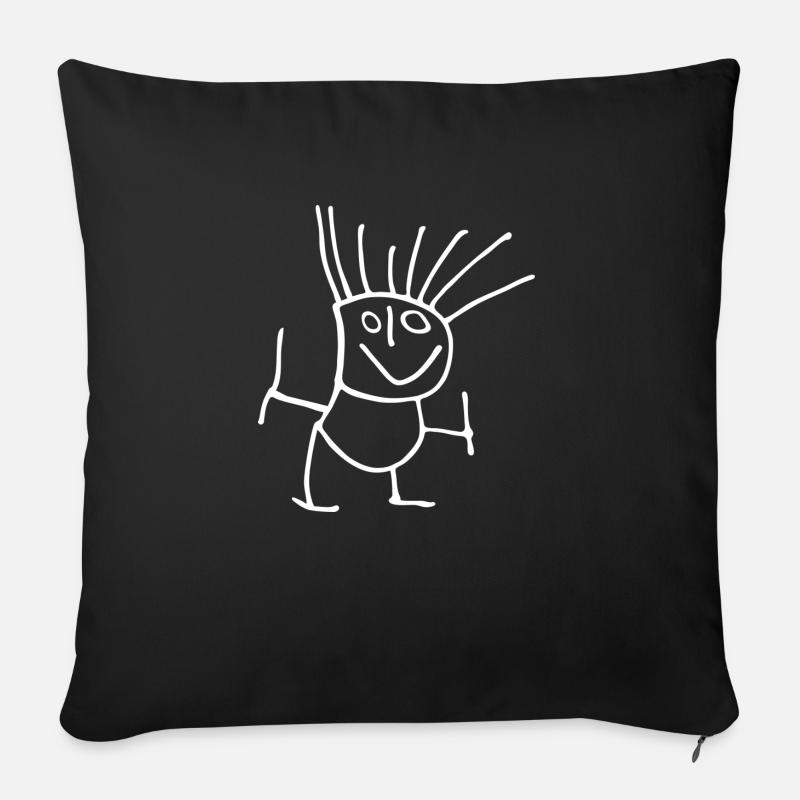 Strichmaennchen Manu weiss - Sofakissen mit Füllung 45 x 45 cm - Schwarz
