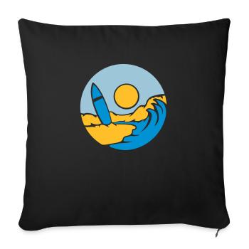 County Beach Surfboard - Sofa pillow with filling 45cm x 45cm - black - Front