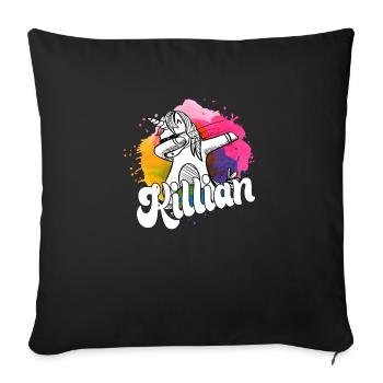 KILLIAN - Schöner Jungen Name mit Coolem Einhorn - Sofakissen mit Füllung 45 x 45 cm - Schwarz - Vorne